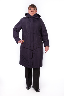 Зимнее утепленное пальто "Ирина" с капюшоном большие размеры